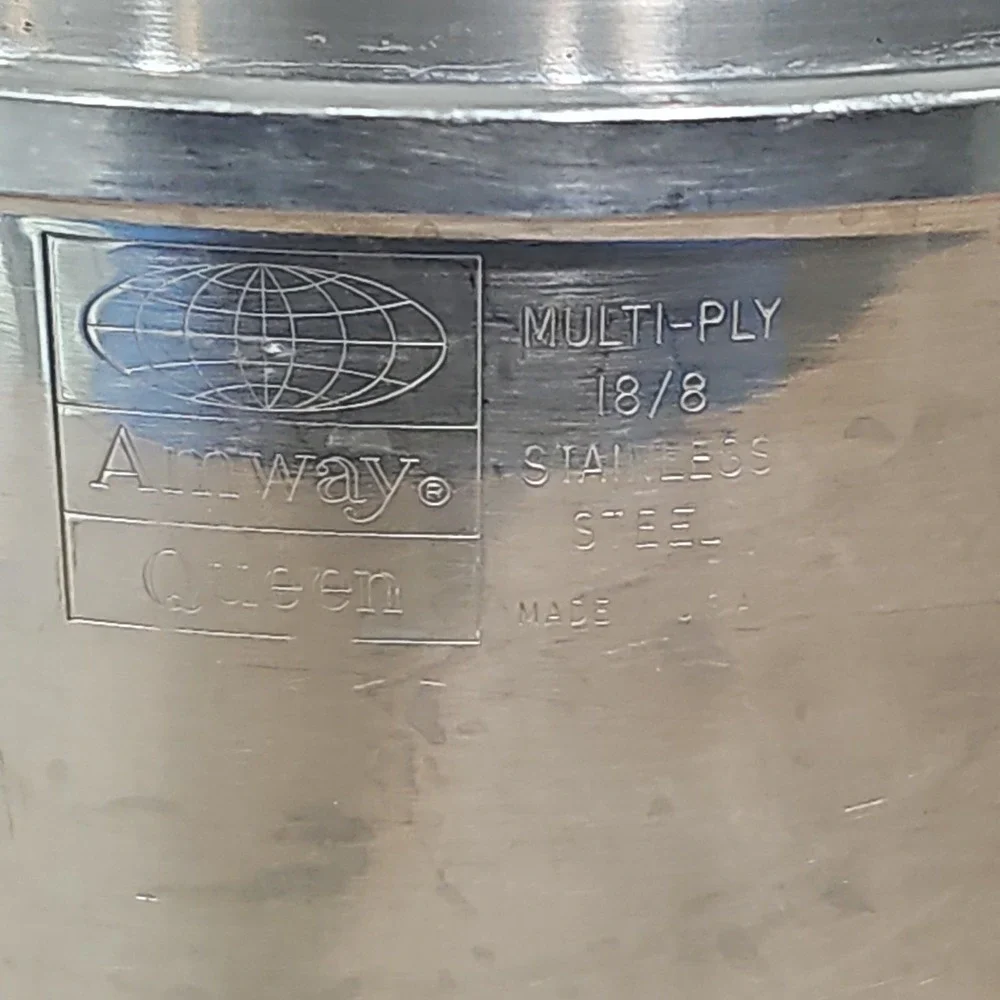 AMWAY QUEEN 6 Qt. Stock Pot & Lid Multi-Ply 18-8 Stainless USA    VERY CLEAN!
